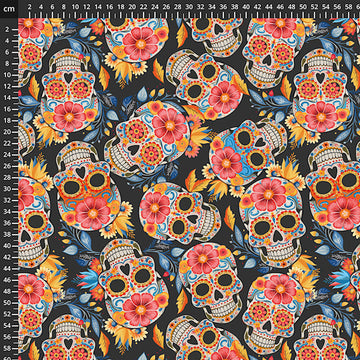 Tessuto Cotone Americano Calavera - 0
