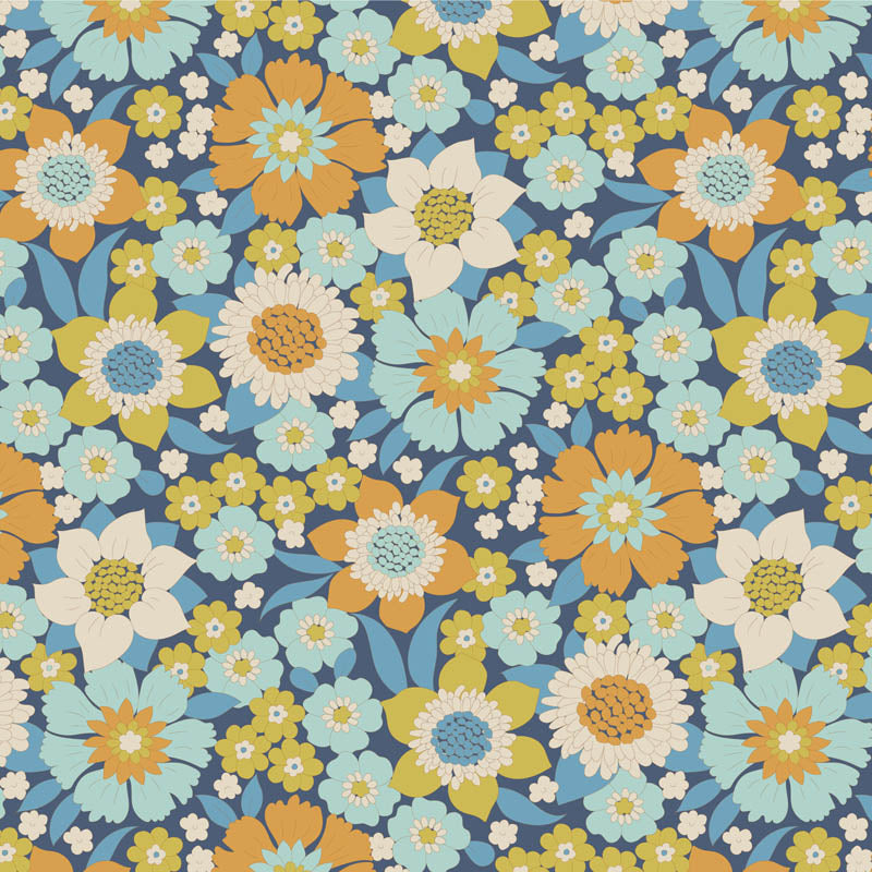Acquista blu Tessuto Cotone Americano Tilda Wallflower Lauren