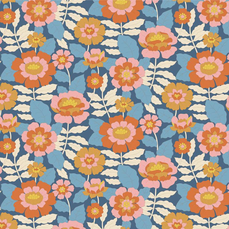 Acquista blu Tessuto Cotone Americano Tilda Wallflower Beverly