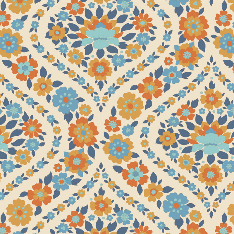 Acquista blu Tessuto Cotone Americano Tilda Wallflower Bianca