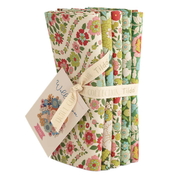 Tessuto Tilda Wallflower Fat Quarter Bundle Green