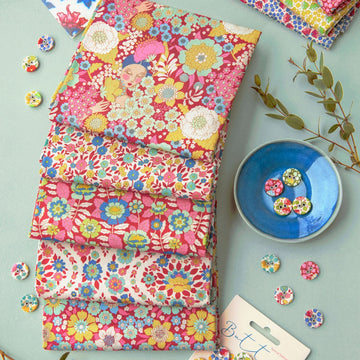 Tessuto Tilda Wallflower Fat Quarter Bundle Burgundy/Pink - 0