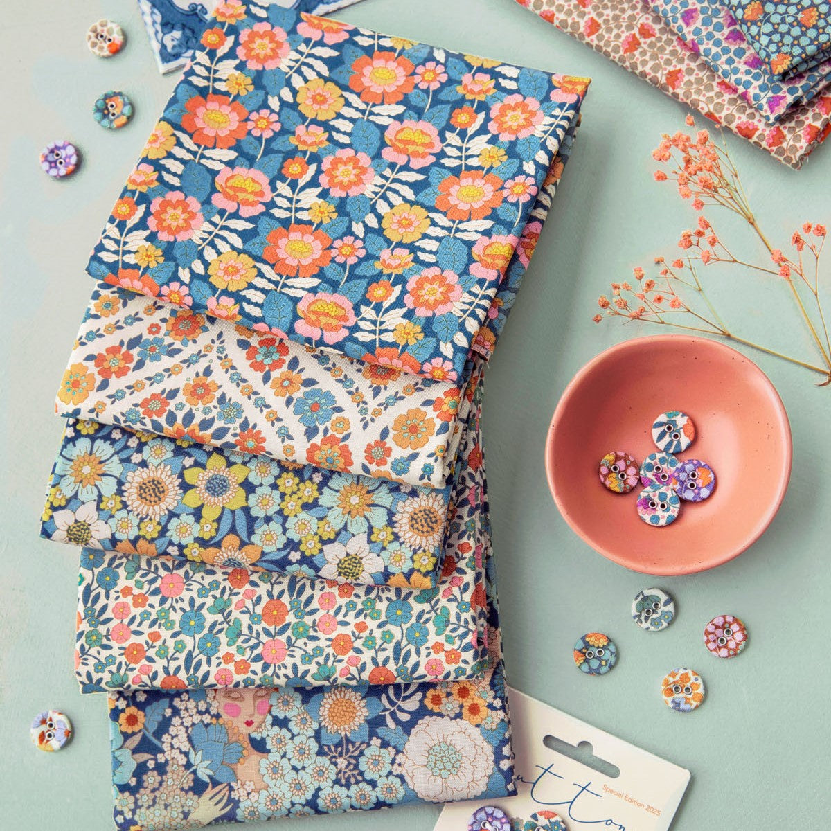 Tessuto Tilda Wallflower Fat Quarter Bundle Blu - 0