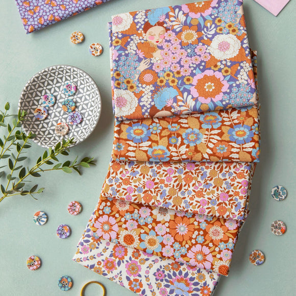 Tessuto Tilda Wallflower Fat Quarter Bundle Marrone