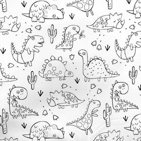 Tessuto Cotone Da Colorare Dinosauri