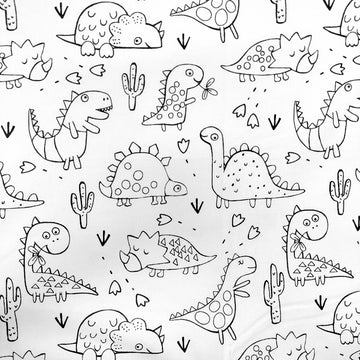 Tessuto Cotone Da Colorare Dinosauri