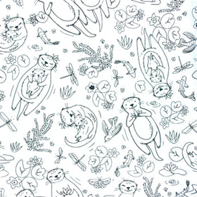 Tessuto Cotone Da Colorare Lontre