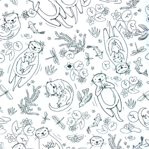 Tessuto Cotone Da Colorare Lontre