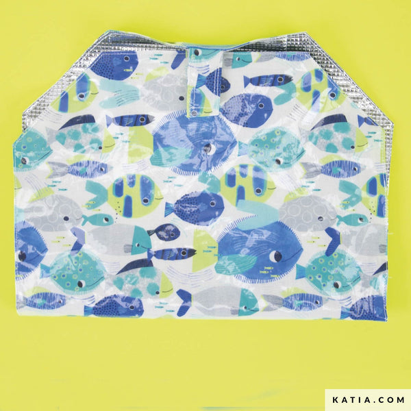 Tessuto Cotton Laminated PU Tropical Neon Sea Katia Fabrics