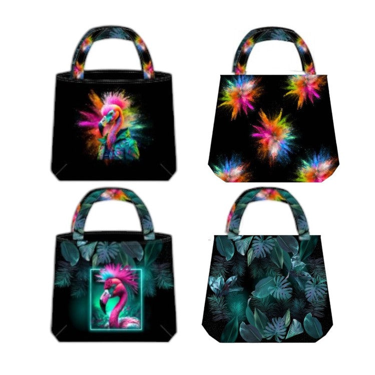 Tessuto Canvas Pannello Borsa Double Face Fenicottero Punk Rock - 0