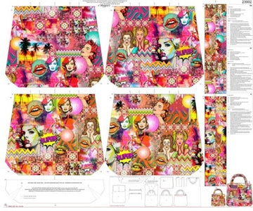 Tessuto Canvas Pannello Borsa Double Face Bubblegum - 0