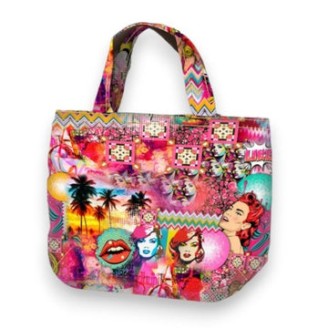 Tessuto Canvas Pannello Borsa Double Face Bubblegum