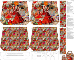 Tessuto Canvas Pannello Borsa Double Face Flamenco - 0