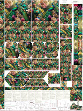 Tessuto Canvas Pannello Borsone-Beauty-Portacellulare Pavoni - 0