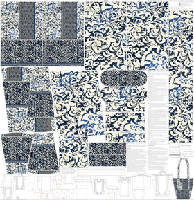 Tessuto Canvas Pannello Borsa Fancy Shopper Batique - 0