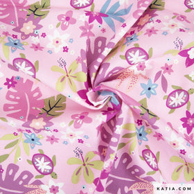 Tessuto Popeline Tropica Turtles Katia Fabrics