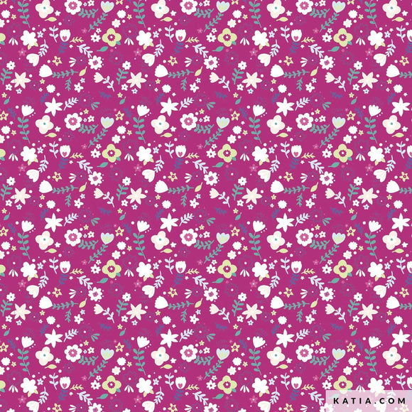 Tessuto Popeline Tropical Flowers Katia Fabrics