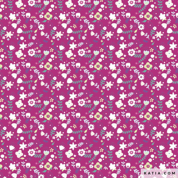 Tessuto Popeline Tropical Flowers Katia Fabrics