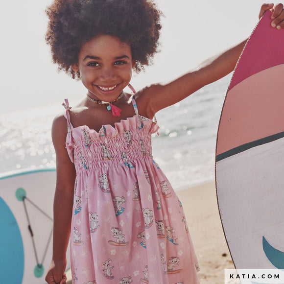 Tessuto Popeline Koalas Surfing Katia Fabrics