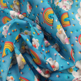 Tessuto Popeline Cotone 3D Nuvole E Zuccherini - 0