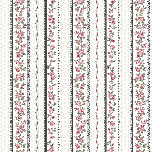 Cotone Americano Juliet Roses Rose Su Righe