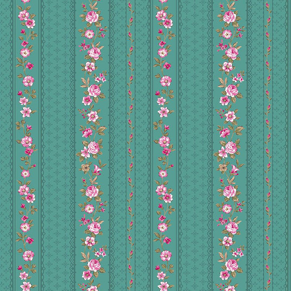 Cotone Americano Juliet Roses Rose Su Righe