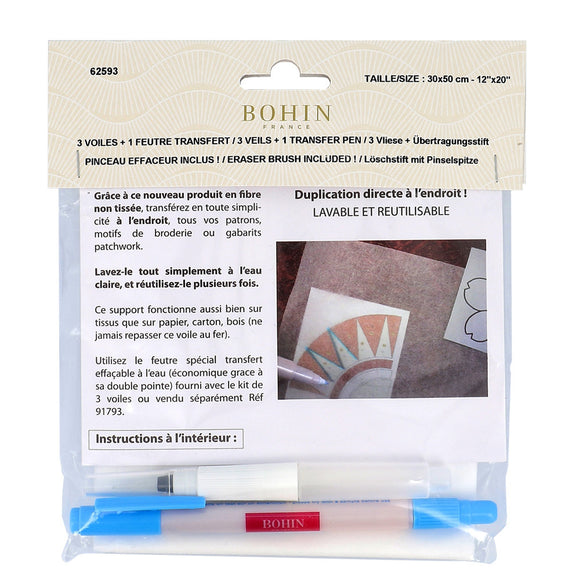 Bohin Carta Da Ricalco Magic Paper + Pennarello Idrosolubile e Cancellino