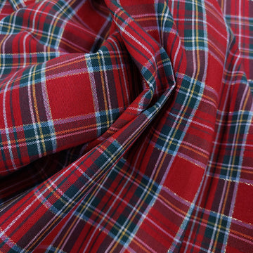 Cotone Tartan Tinto In Filo Scozzese Lurex - 0