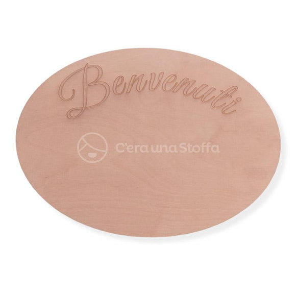 Base Legno Tag Ovale Benvenuti