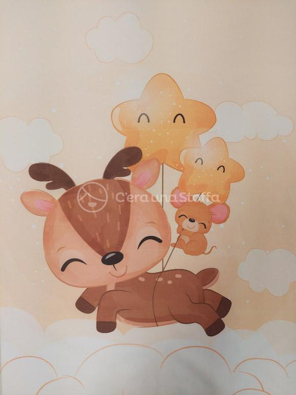 Pannello Copertina 70x100cm Cerbiatto Con Topolino e Stelle