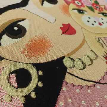 Pannello Gobelin Frida Kahlo Con Gatto Lurex - 0