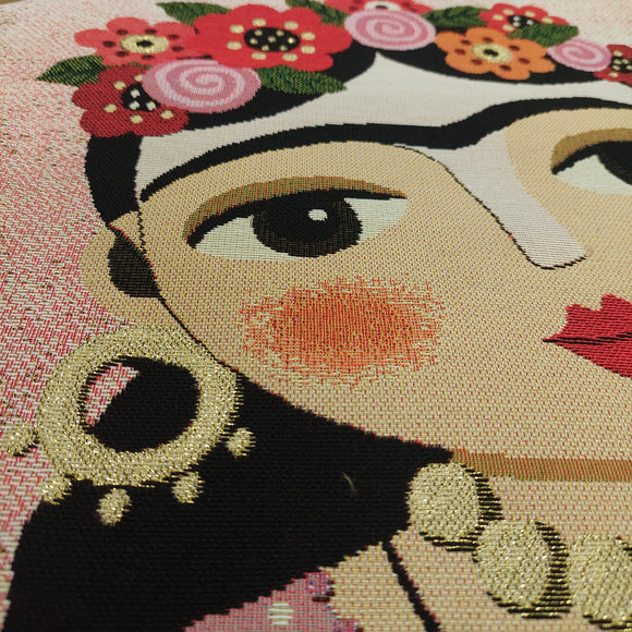 Pannello Gobelin Frida Kahlo Con Gatto Lurex