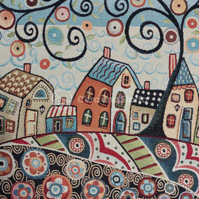 Pannello Gobelin Naif Villaggio Case
