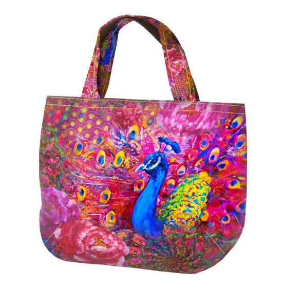 Canvas Pannello Borsa Double Face Pavone Fuxia