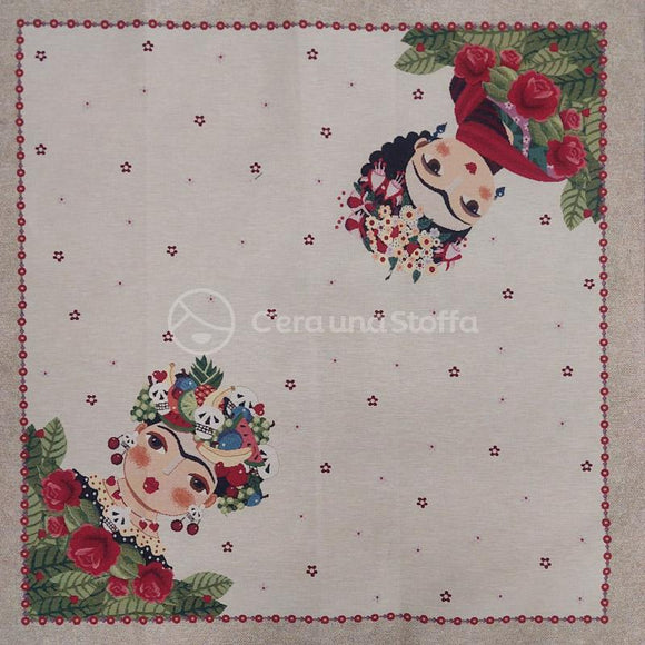 Pannello Gobelin Centrotavola Frida Rose e Frutta