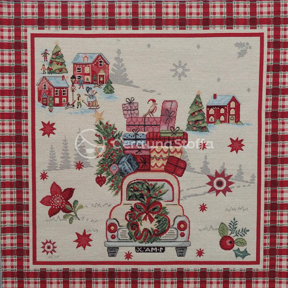 Pannello Gobelin Lurex Natale Macchina