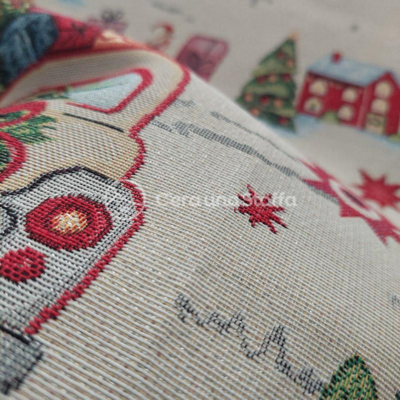 Pannello Gobelin Lurex Natale Macchina