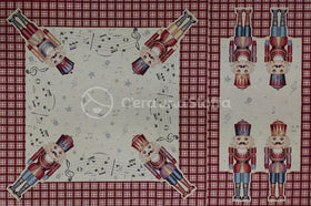 Pannello Gobelin Lurex Natale Runner e Centrotavola Schiaccianoci