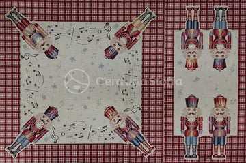Pannello Gobelin Lurex Natale Runner e Centrotavola Schiaccianoci