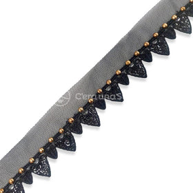 Passamaneria Bordo Cuori Micro Paillettes Con Borchie