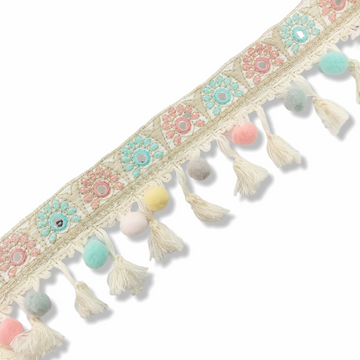 Passamaneria Bordo Specchietti Con Nappe e Pompon