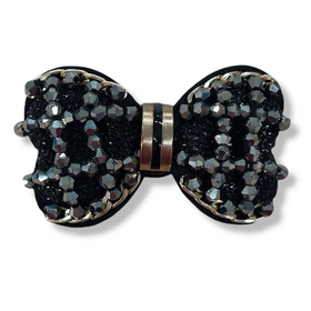 Spilla Fiocco Catene e Cristalli Grigi