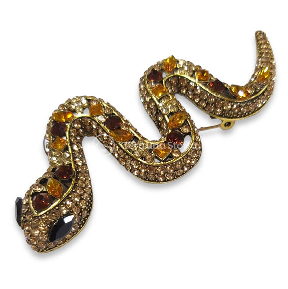 Spilla Serpente Strass e Cristalli