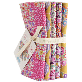 Tilda Pie In The Sky Fat Quarter Bundle Cerise/Mustard