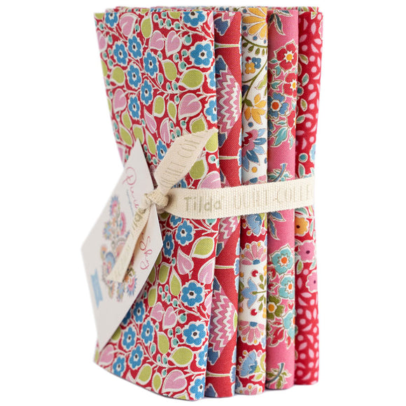 Tilda Pie In The Sky Fat Quarter Bundle Red/Pink