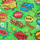 Tessuto Cotone Stampa Digitale Fumetti Verde-1