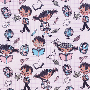 Cotone Stampa Digitale Back to School