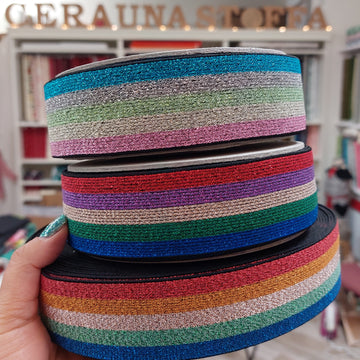 Elastico Righe Arcobaleno Lurex