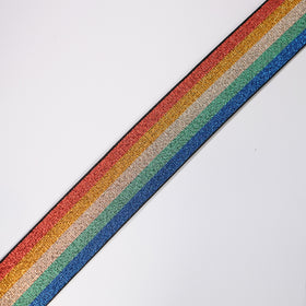 Acquista blu-verde-oro-arancio-rosso Elastico Righe Arcobaleno Lurex