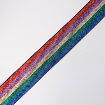Acquista blu-verde-oro-viola-rosso Elastico Righe Arcobaleno Lurex